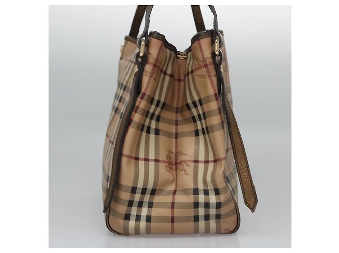 Borsa a spalla Burberry Nova Check PVC Beige Marrone oro Auth BA684 D'oro - vista 4