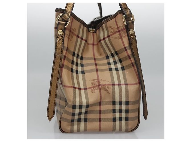 Borsa a spalla Burberry Nova Check PVC Beige Marrone oro Auth BA684 D'oro - vista 5