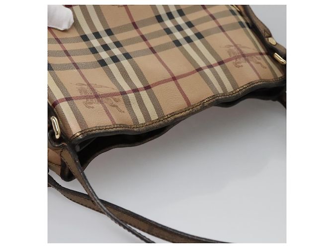 Borsa a spalla Burberry Nova Check PVC Beige Marrone oro Auth BA684 D'oro - vista 6