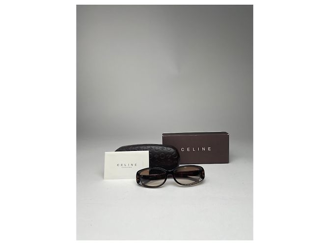 Céline Occhiali da sole vintage Celine Paris marroni Marrone - vista 12