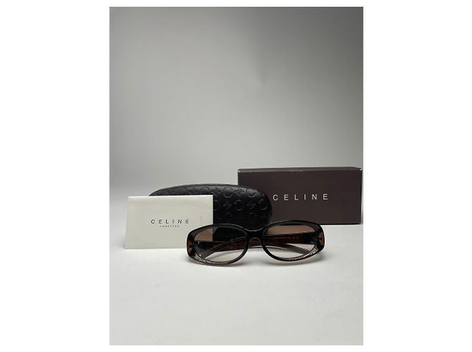 Céline Occhiali da sole vintage Celine Paris marroni Marrone - vista 13