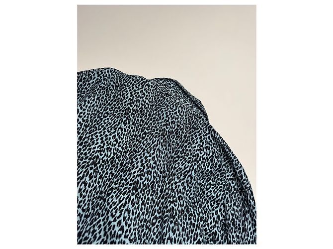 Vintage Gianni Versace Leopard Canvas Hemd Blau/Schwarz 38/M - Ansicht 12