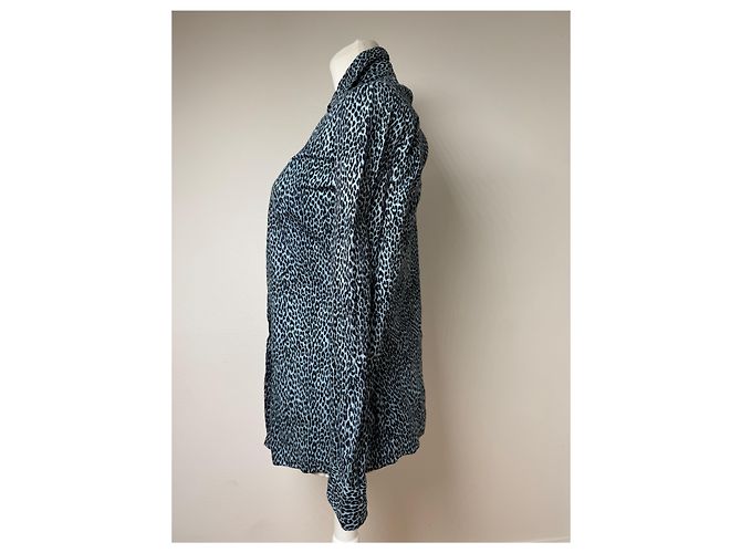 Vintage Gianni Versace Leopard Canvas Hemd Blau/Schwarz 38/M - Ansicht 3