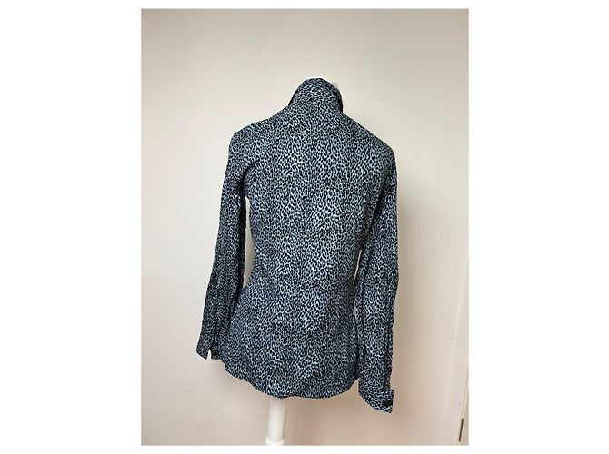 Vintage Gianni Versace Leopard Canvas Hemd Blau/Schwarz 38/M - Ansicht 4