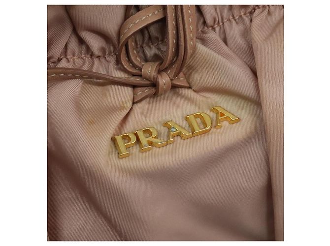 PRADA Borsa a mano in nylon pelle 2 vie rosa oro Auth EC720 D'oro - vista 14