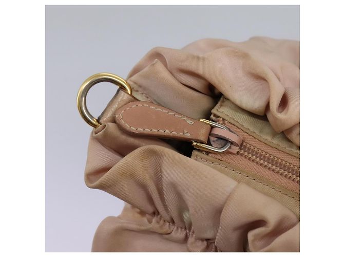 PRADA Borsa a mano in nylon pelle 2 vie rosa oro Auth EC720 D'oro - vista 15