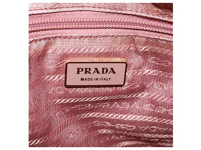 PRADA Borsa a mano in nylon pelle 2 vie rosa oro Auth EC720 D'oro - vista 16