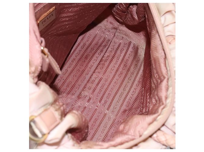 PRADA Borsa a mano in nylon pelle 2 vie rosa oro Auth EC720 D'oro - vista 17