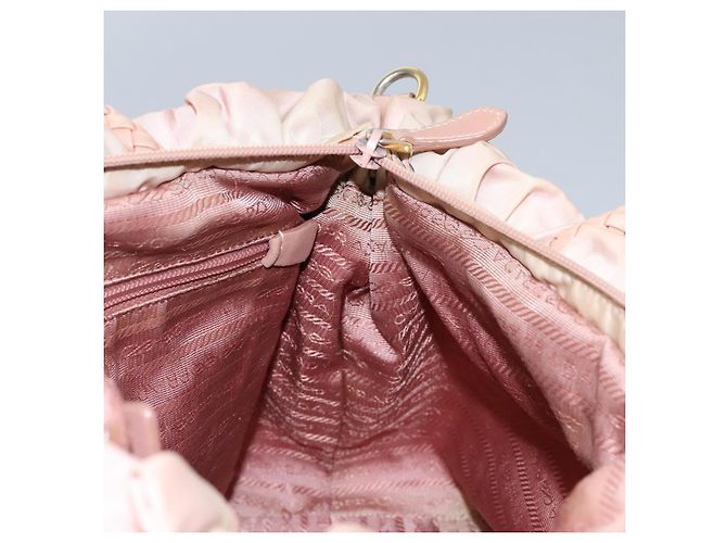 PRADA Borsa a mano in nylon pelle 2 vie rosa oro Auth EC720 D'oro - vista 18