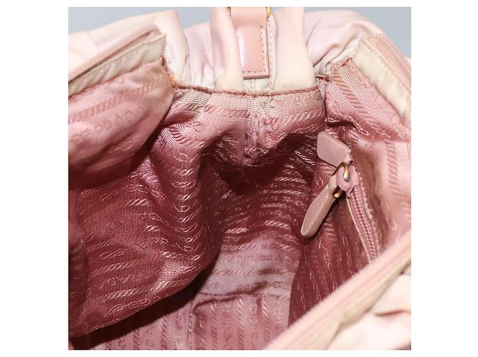 PRADA Borsa a mano in nylon pelle 2 vie rosa oro Auth EC720 D'oro - vista 19