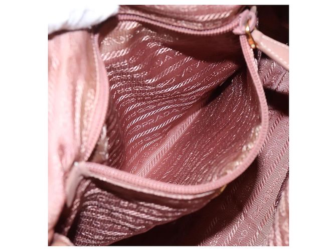 PRADA Borsa a mano in nylon pelle 2 vie rosa oro Auth EC720 D'oro - vista 22
