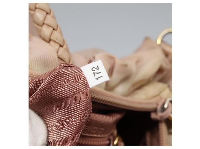 PRADA Borsa a mano in nylon pelle 2 vie rosa oro Auth EC720 D'oro - vista 23