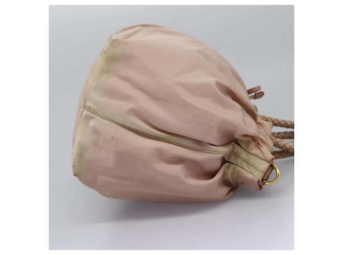 PRADA Borsa a mano in nylon pelle 2 vie rosa oro Auth EC720 D'oro - vista 5
