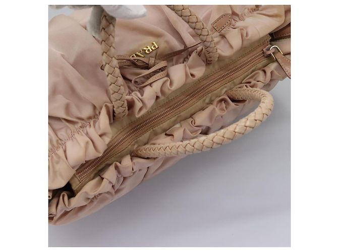 PRADA Borsa a mano in nylon pelle 2 vie rosa oro Auth EC720 D'oro - vista 6