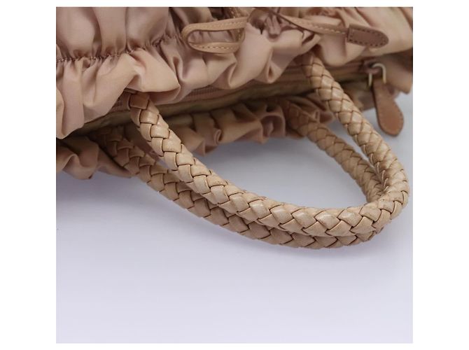 PRADA Borsa a mano in nylon pelle 2 vie rosa oro Auth EC720 D'oro - vista 7