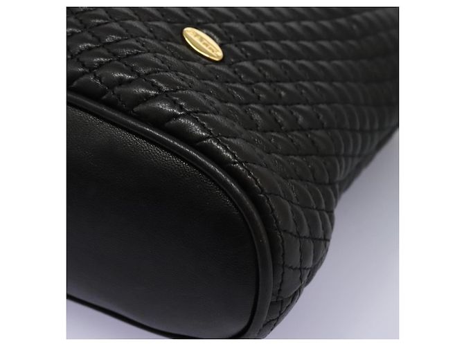 BALLY Ketten-Schultertasche aus schwarzem Leder mit Gold Auth th5773 Golden - Ansicht 11