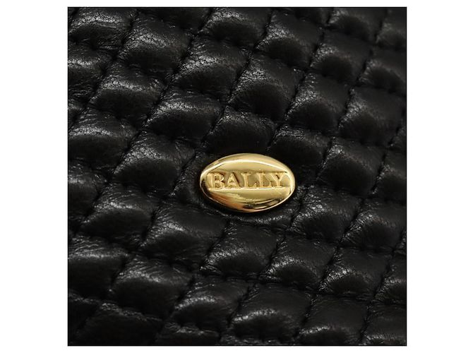 BALLY Ketten-Schultertasche aus schwarzem Leder mit Gold Auth th5773 Golden - Ansicht 16