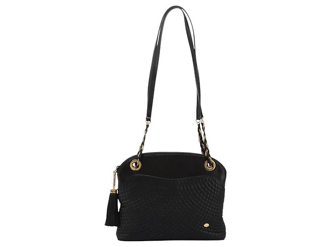 BALLY Ketten-Schultertasche aus schwarzem Leder mit Gold Auth th5773 Golden - Ansicht 2