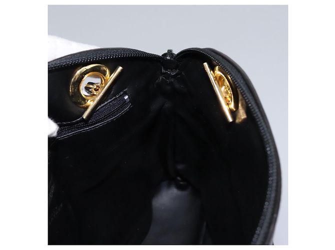 BALLY Ketten-Schultertasche aus schwarzem Leder mit Gold Auth th5773 Golden - Ansicht 20