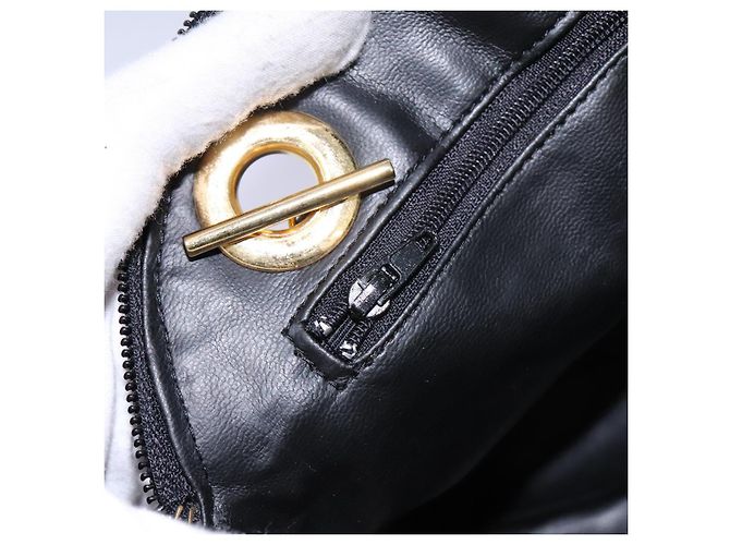 BALLY Ketten-Schultertasche aus schwarzem Leder mit Gold Auth th5773 Golden - Ansicht 21