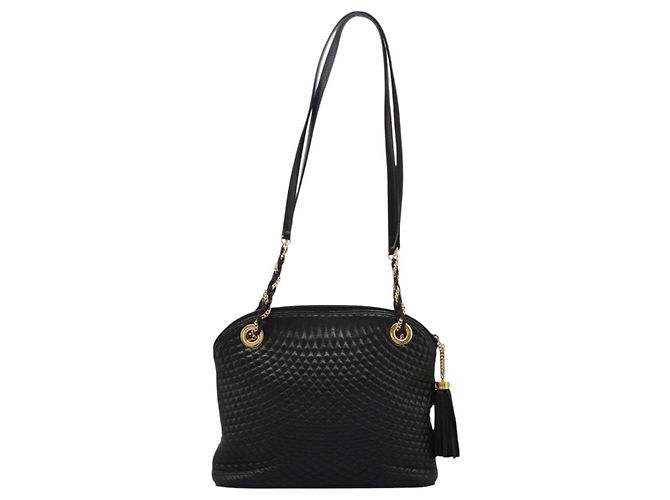 BALLY Ketten-Schultertasche aus schwarzem Leder mit Gold Auth th5773 Golden - Ansicht 3