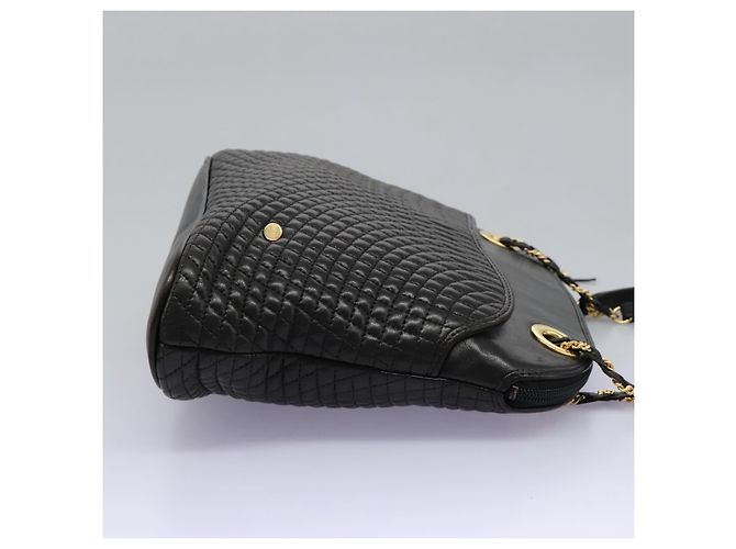 BALLY Ketten-Schultertasche aus schwarzem Leder mit Gold Auth th5773 Golden - Ansicht 5