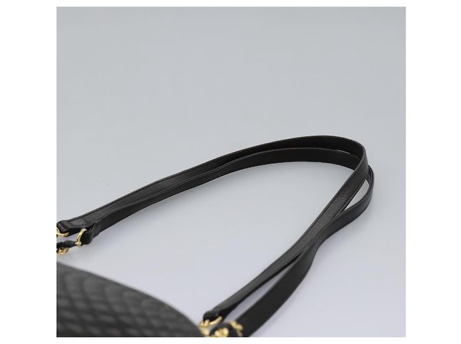 BALLY Ketten-Schultertasche aus schwarzem Leder mit Gold Auth th5773 Golden - Ansicht 8