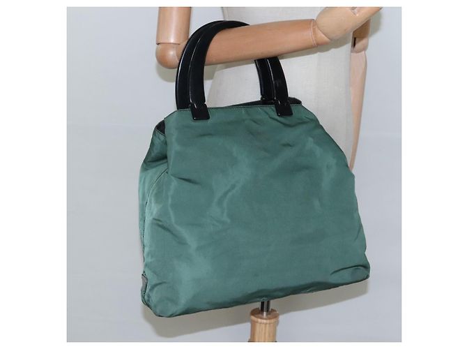 PRADA Borsa a mano in nylon plastico verde nero argento autentica fm4464 - vista 23