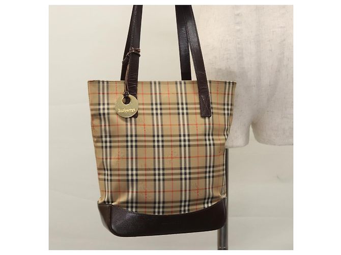 Autre Marque Burberrys Nova Check Tote Bag aus Canvas Leder Beige Gold Auth BD987 Golden - Ansicht 22