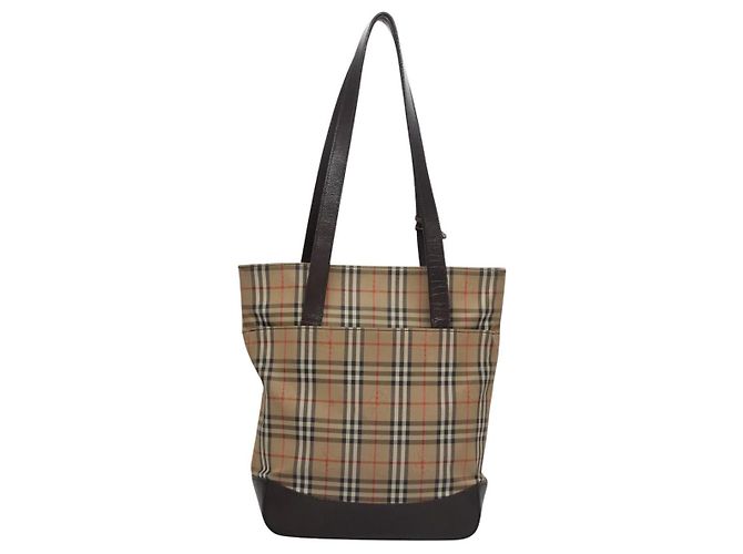 Autre Marque Burberrys Nova Check Tote Bag aus Canvas Leder Beige Gold Auth BD987 Golden - Ansicht 3