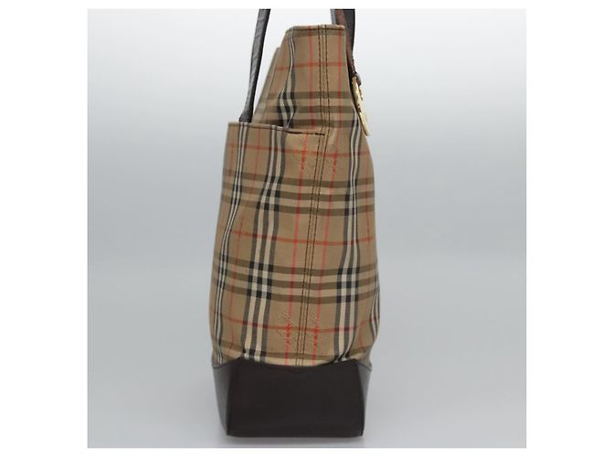 Autre Marque Burberrys Nova Check Tote Bag aus Canvas Leder Beige Gold Auth BD987 Golden - Ansicht 5
