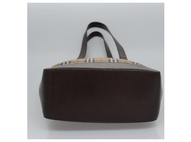 Autre Marque Burberrys Nova Check Tote Bag aus Canvas Leder Beige Gold Auth BD987 Golden - Ansicht 9
