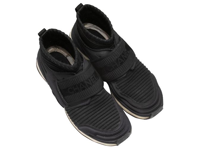 CHANEL Trainer T.EU 38 Stoff Schwarz - Ansicht 2