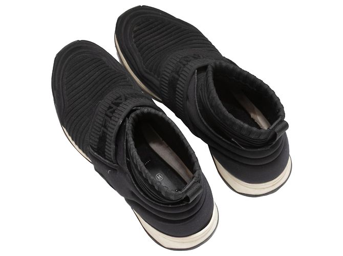 CHANEL Trainer T.EU 38 Stoff Schwarz - Ansicht 4