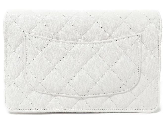 Wallet On Chain Cartera Chanel Con Cadena Blanco - vista 2