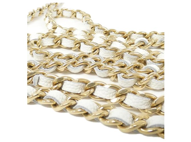 Wallet On Chain Cartera Chanel Con Cadena Blanco - vista 3