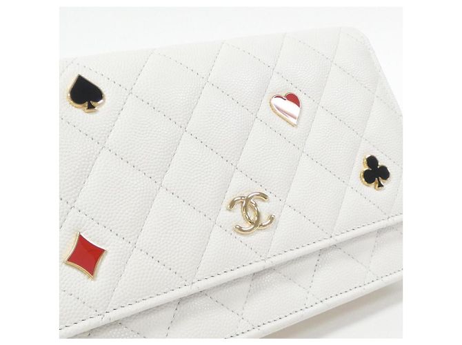 Wallet On Chain Cartera Chanel Con Cadena Blanco - vista 5