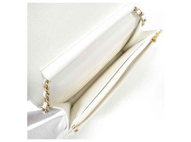 Wallet On Chain Cartera Chanel Con Cadena Blanco - vista 7