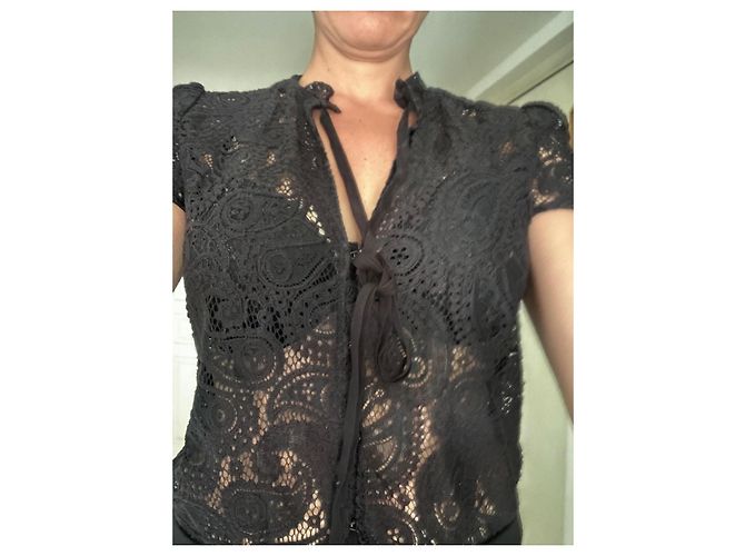 Maje Schwarzes Kleid mit Spitzenoberteil - Ansicht 15