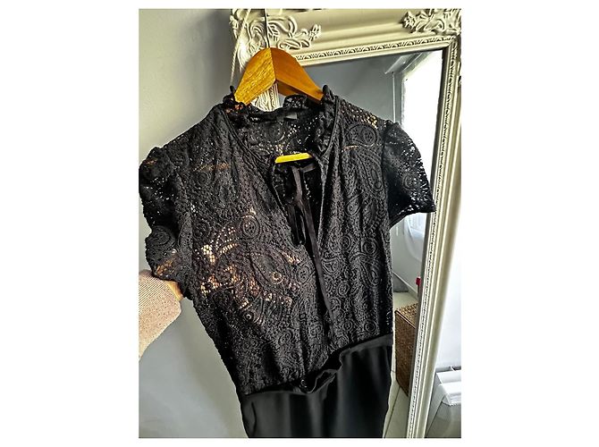 Maje Schwarzes Kleid mit Spitzenoberteil - Ansicht 16