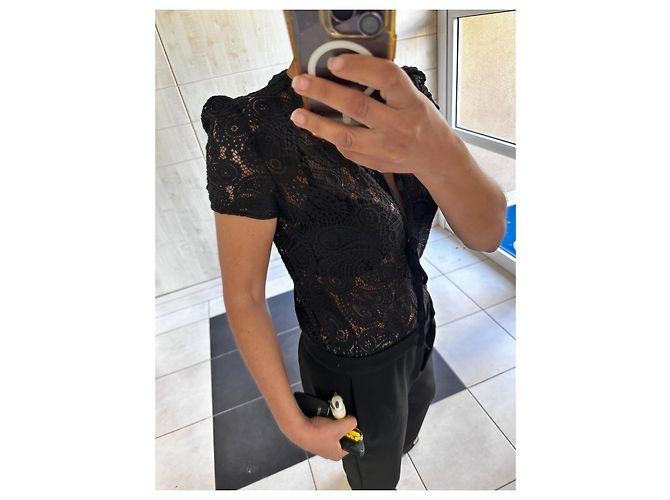 Maje Schwarzes Kleid mit Spitzenoberteil - Ansicht 17