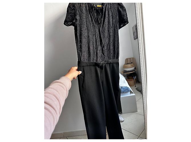 Maje Schwarzes Kleid mit Spitzenoberteil - Ansicht 2