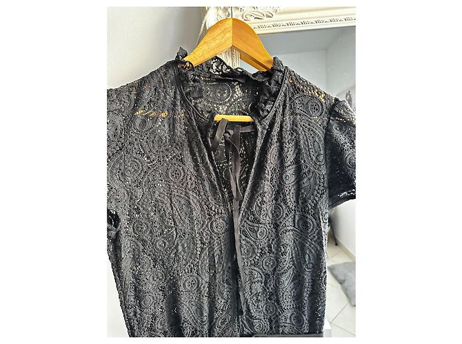 Maje Schwarzes Kleid mit Spitzenoberteil - Ansicht 3