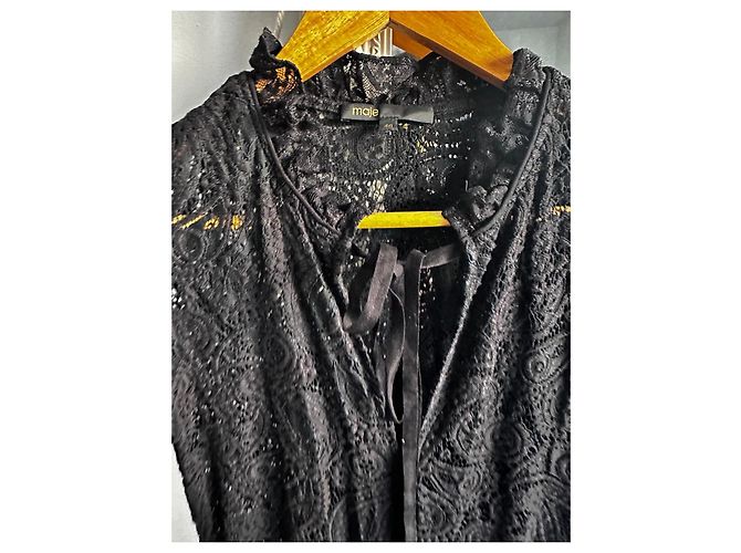 Maje Schwarzes Kleid mit Spitzenoberteil - Ansicht 5