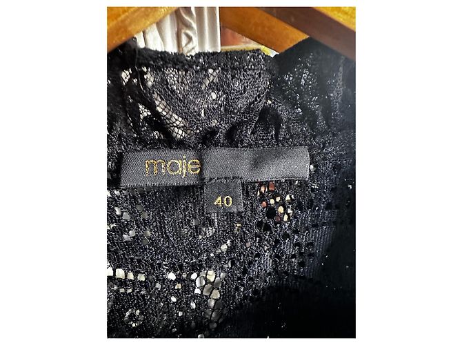 Maje Schwarzes Kleid mit Spitzenoberteil - Ansicht 6