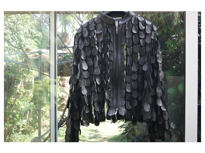 Autre Marque Oversized Lederjacke Schwarz - Ansicht 2