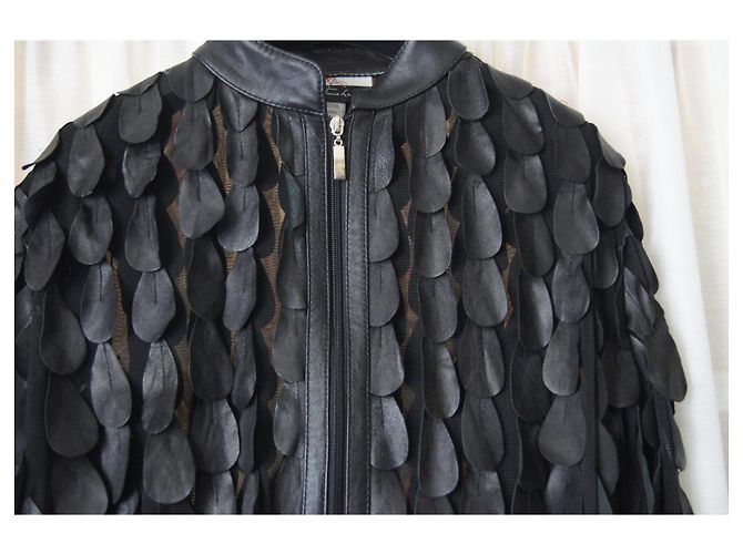 Autre Marque Oversized Lederjacke Schwarz - Ansicht 3
