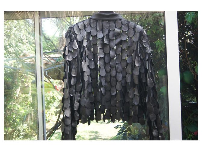 Autre Marque Oversized Lederjacke Schwarz - Ansicht 4