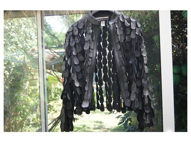 Autre Marque Oversized Lederjacke Schwarz - Ansicht 5