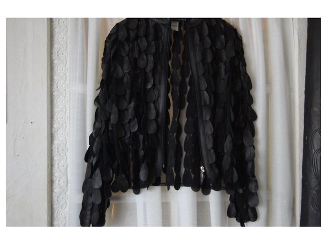 Autre Marque Oversized Lederjacke Schwarz - Ansicht 6